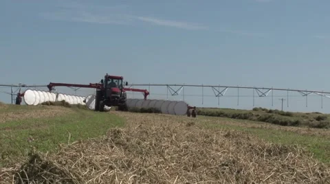 Case Tractor Raking Front View Stock Footage 40461873