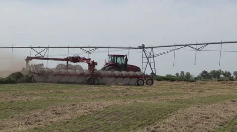 Case Tractor Raking Turning Around Stock Footage 40462426