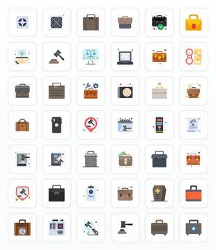 Case Vector Icon Toolkit featuring 42 Pixel Aligned 64x64 Flat elements 스톡 일러스트