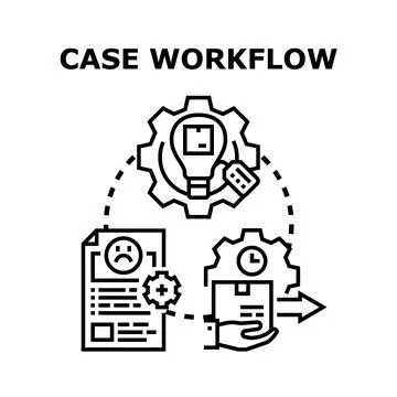 Case workflow process and problem solving concept Stockillustratie
