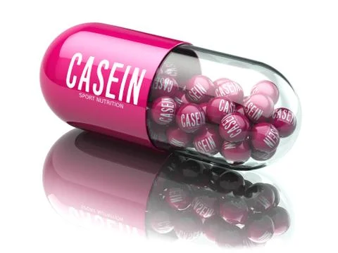 Casein capsiule isolated on white background. Sport nutrition and supplement  Stock Illustration