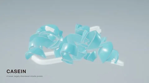 Casein milk protein micelle structure rotating molecular loop Stock Footage 343822393
