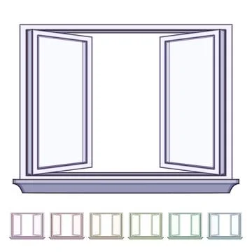 Casement window frame cartoon vector graphic Stock Illustration