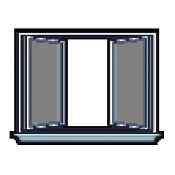 Casement window frame pixel art vector illustration Stock Illustration