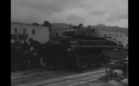 CASERTA - 1961 - Italian troops study engines, weapons and machines during their Stock Footage 308105297