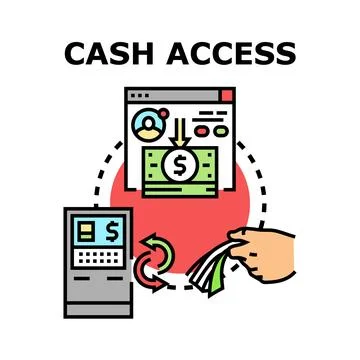 Cash access service using atm and online banking Stock Illustration