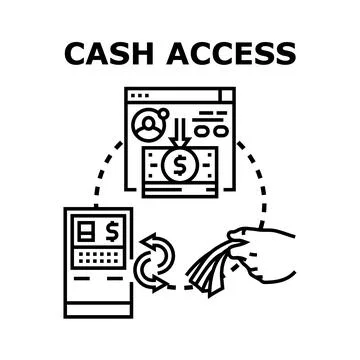 Cash access service using atm and online banking Ilustração Stock