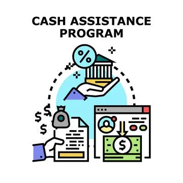 Cash assistance program for financial support and aid 스톡 일러스트