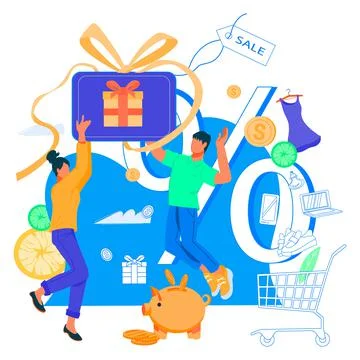 Cash-back and earn points with clients get cash reward, flat vector isolated. Illustrazione stock