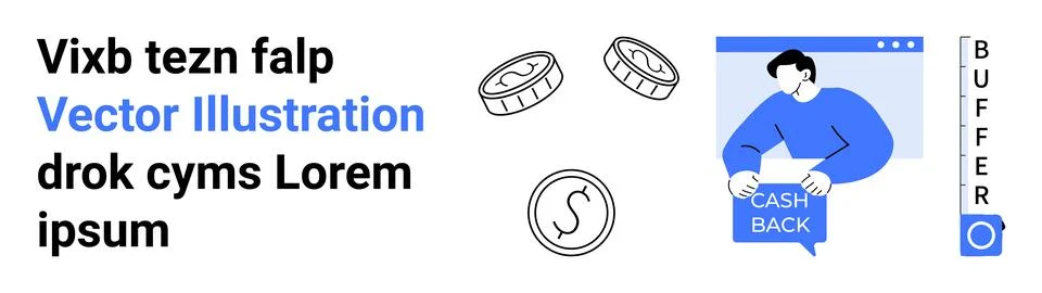 Cash Back and Savings Vector with Coins, Text Elements, and Web Elements Stock Illustration