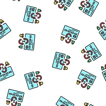 Cash back card vector seamless pattern Stock Illustration