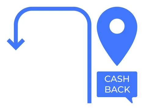 Cash Back Concept with Map Location Marker and Arrow Path Financial Savings Stock Illustration