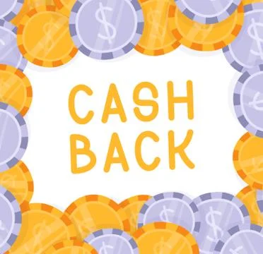 Cash back Dollar Falling Explosion Vector. Flat, Cartoon Gold Coins Illustrat Stock Illustration