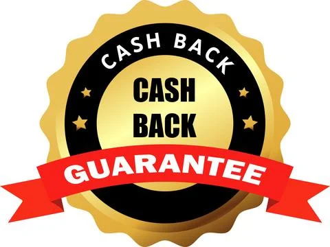 Cash Back Guarantee icon in Red curved Ribbon, Cash Back Guarantee icon wit.. Stock Illustration