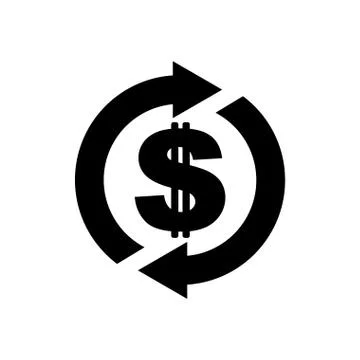 Cash back icon. Symbol is return of Money. Sign of a refund of dollars. Busin Stock Illustration