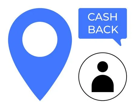 Cash Back Location Pin with User Icon and Chat Bubble for Reward Programs a.. イラスト素材