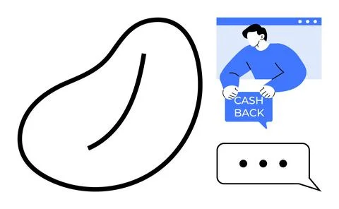 Cash Back Notification with Chat Interface and Abstract Shape イラスト素材