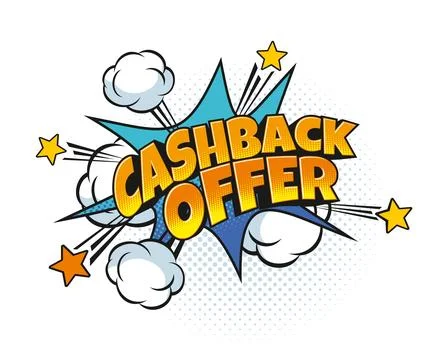 Cash back offer comic pop art effect speech bubble Illustrazione stock