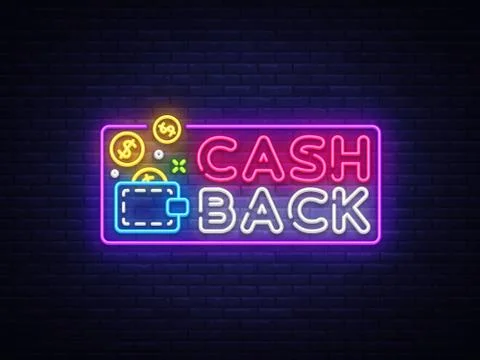 Cash Back sign vector design template. Wallet Cash Back symbols neon logo, light Stock Illustration