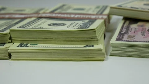 Cash banknotes dollars on the table Stock-Footage 87415173