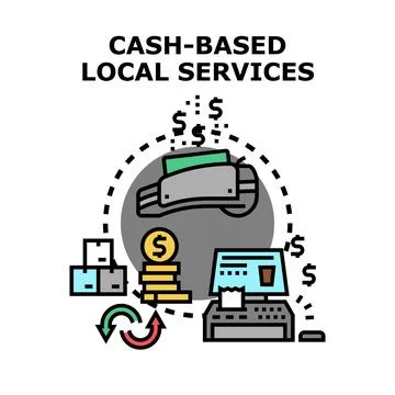 Cash based local services concept vector illustration Stock Illustration
