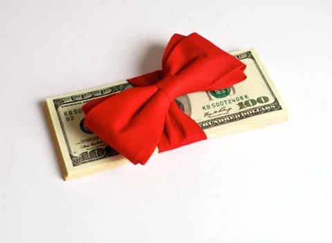 Cash bonus as gift for christmas Stock Photos