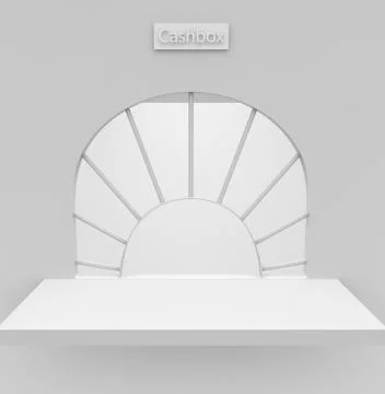 Cash box white window behind bars Stock Illustration