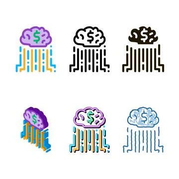 Cash cloud icon types vector outline Stock Illustration
