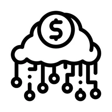Cash cloud icon vector outline illustration 스톡 일러스트