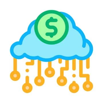 Cash cloud icon vector outline illustration Stock Illustration