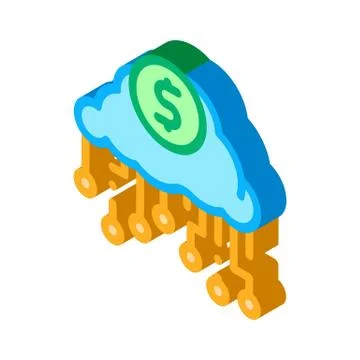Cash cloud isometric icon vector illustration Stock Illustration