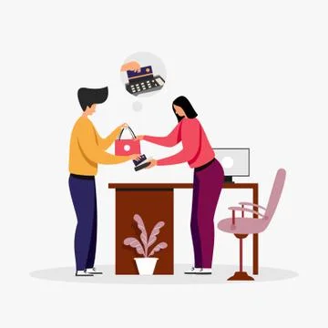 Cash Counter Customer Support Service vector illustration Stock Illustration