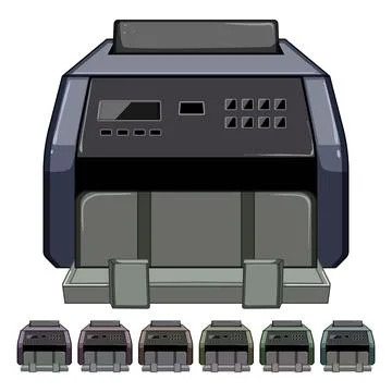 Cash counter machine cartoon vector graphic Stock Illustration