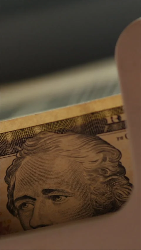 Cash Counting Device Calculating 20 Dollar Bills. Vertical. Video stock 274909892