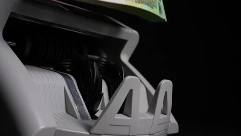 Cash Counting Machine counting 100 euro banknotes Stock Footage 249900757