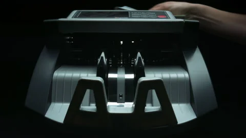 Cash counting machine counting dollar banknotes. Cash money counting equipment Stock Footage 138078018