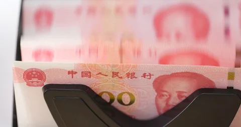 Cash counting machine for counting RMB Stock Footage 85508587