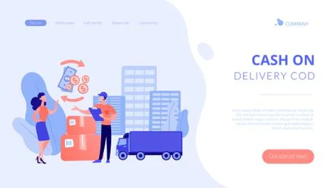 Cash on delivery COD concept landing page Illustrazione stock