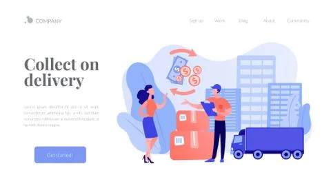 Cash on delivery COD concept landing page Illustrazione stock