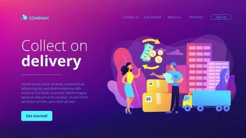 Cash on delivery COD concept landing page Illustration