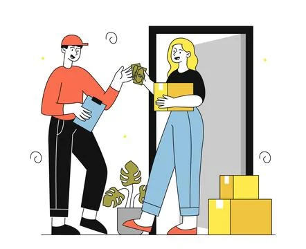 Cash on delivery vector linear Stockillustratie