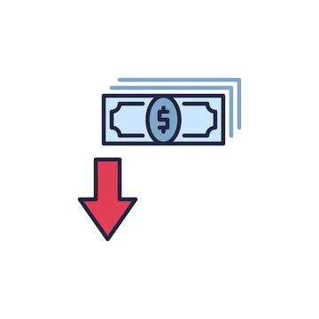 Cash Devaluation vector Currency Value Lowering concept colored icon Illustrazione stock