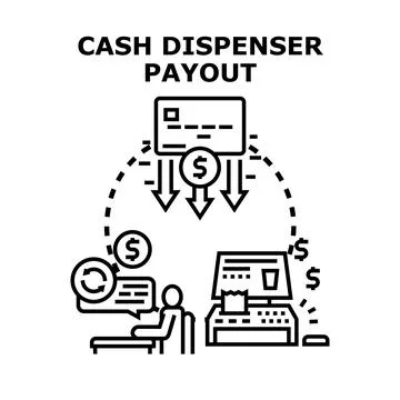 Cash dispenser payout machine transaction concept Stock Illustration