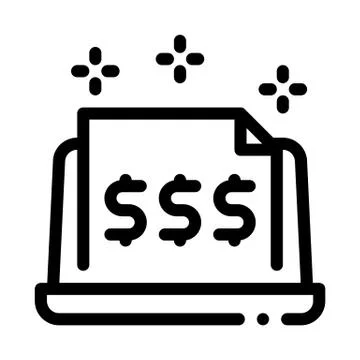 Cash documents in computer version icon vector outline illustration Illustrazione stock