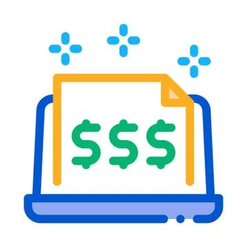 Cash documents in computer version icon vector outline illustration Stock Illustration