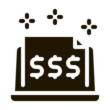 Cash documents in computer version icon Vector Glyph Illustration Illustrazione stock