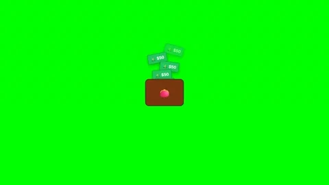 Cash dollar bills pulling out of wallet on green screen Video stock 343493660
