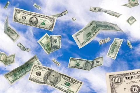Cash falling from the sky Stock Illustration