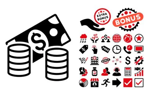 Cash Flat Vector Icon with Bonus Stock Illustration