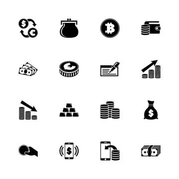 Cash - Flat Vector Icons Stock Illustration